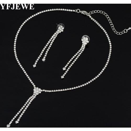 New Wedding Jewellery Set Austrian Crystal Bridal Jewelry Sets For Women Long Tassel Statement Necklace/Earrings Set N187