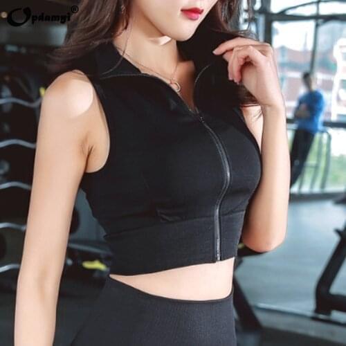 New Summer Sport Tops Women Yoga Vest Gym workout Shirt Fitness Seamless Jogging Running Sports Bra Female Zip Sportswear Jacket