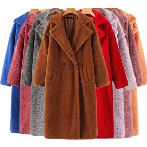 Winter Faux Fur Coat Women Oversized Teddy Jackets Long Coat Ladies Outwear LambsWool Overcoat party Thick Warm Streetwear 3096