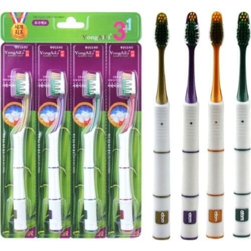 4pcs/Pack Bamboo Charcoal Toothbrush Nano Toothbrush Medium Hard Heads Dental Teeth Tooth Brush Ultra Whitening for Adult Family