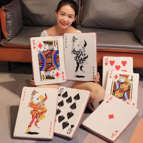 1pc 40CM Real Life Playing Cards Plush Toys Poker Plush Pillow Chair Butt Pad Stuffed Soft Dolls Creative Gifts For Children