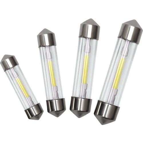 1X Glass Housing COB Filament C5W C10W Festoon 31 36 39 41MM Door Trunk Led For Car License Plate Light Dome Lamp 6000K Bulb 12V