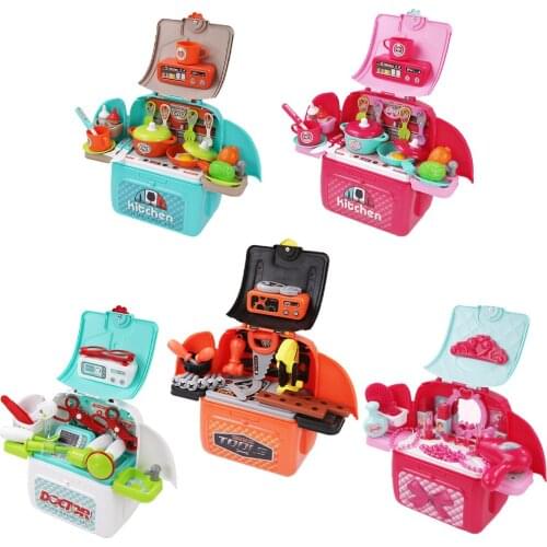 2 in 1 Simulation Pretend Play Backpack Educational Toy Children School Classroom Games For Boys Girls Age 4