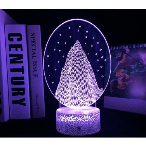 Snow Mountain Peaks Circular Pattern 3D LED Lamp Visual Illusion Acrylic Light Guide Plate for Children Festival Birthday Gifts