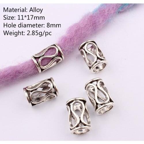 5 Pcs/set Hand-set Diamonds Hair Braid Dreadlock Copper Small Hole Beads Wig Jewelry Reggae Braid Decoration Inner Diameter 5mm