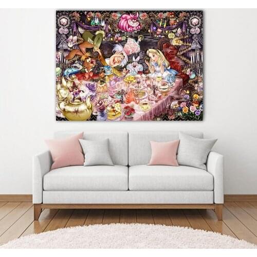 5D DIY Diamond Painting Cartoon Princess Dream Alice in Wonderland Fairy Tale World Cross Stitch Embroidery Mosaic Square Round