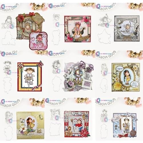 CH Cool and Cute Girls Stencil Metal Cutting Dies and Stamp For Scrapbooking DIY Cards Album Decoration Embossing Accessories