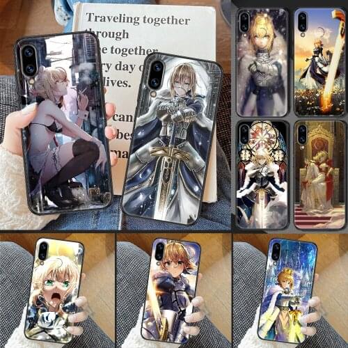Anime Fate Zero Stay Night Saber Phone case For Huawei Honor 6 7 8 9 10 10i 20 A C X Lite Pro Play black painting Etui 3D