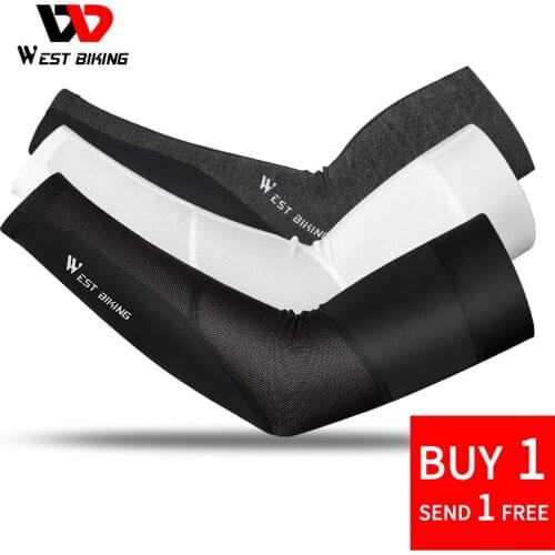 WEST BIKING Ice Fabric Sport Arm Sleeves Anti-UV Breathable Cycling Arm Sleeve Men Women Arm Warmers Running Fishing Arm Cover