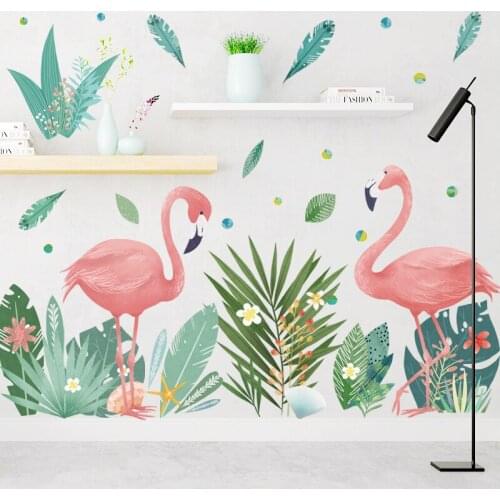 Flamingo Girl Room Decoration Wall Sticker Picture for Living Room Bedroom Adhesive Poster Wallpaper