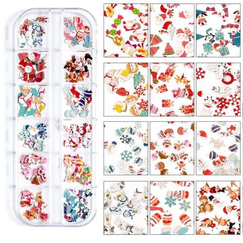 Nail Art Long Bar Box Wood Pulp Piece Halloween Christmas Flower Skull Snowflake Design DIY Nail Art Decoration Patch Accessorie