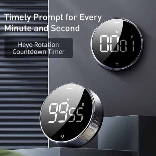 Electronic Timing Alarm Clock Rotating Countdown Kitchen Digital Timer Magnetic Suction Simple Creative Fitness Countdown