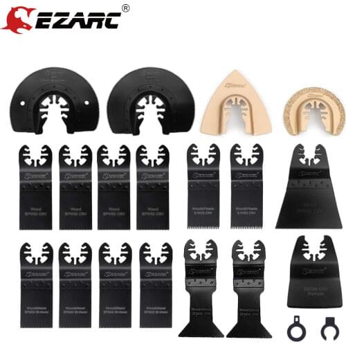 EZARC 18pcs Oscillating Multitool Saw Blade for Routing and Rasping, Bi-Metal and CRV Blades for Sawing, Scraping and Cutting