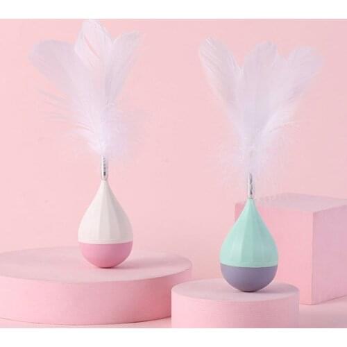 Cat Toy Tumbler Feather Teaser Toys For Cats Pet Playing Scratch Kitten Puzzle Interactive Toys Pet Cat Rolling Toys