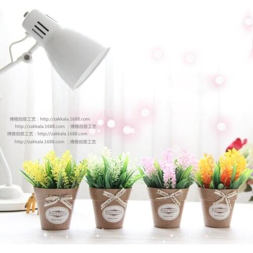 Simulated Flower Plants Plastic Flowerpot Artificial Flower Bonsai Set Living Room Home Decor Gift Wedding Decoration