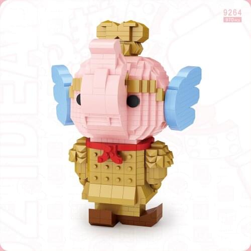 Classic cartoon image Terracotta Warriors micro diamond block pink elephant building bricks animal nanobricks toys for kids gift
