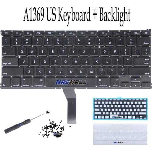 New For Macbook Air 13" A1369 A1466 2011-2017 Years US Keyboard + + Backlight + Keyboard Cover + Screws