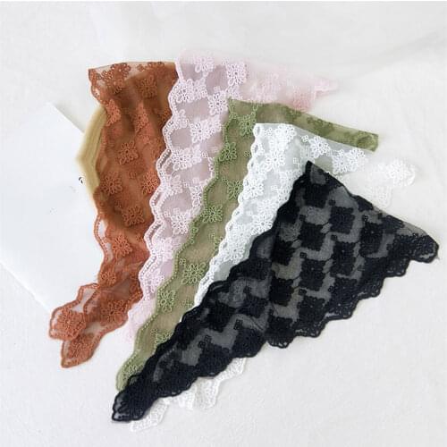 Korean Lace Silk Head Scarf For Women Fashion Kerchief Print Hair Scarfs 70cm Square Headband Neck Scarves For Ladies shawl