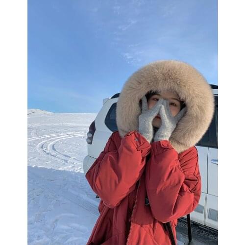 Winter Jacket Women 2021 New Autumn Long Coats Fur Collar Korean Style Fashion Elegant Casual Cotton Coats Female Y326