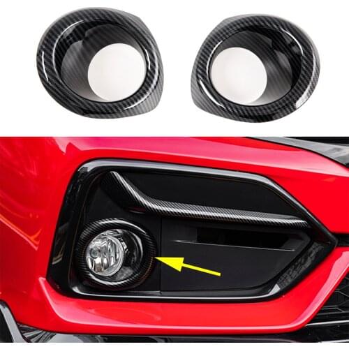 Left +Right Car Front Fog Light Lamp Cover Frame Trim Fit For Honda Civic 2020 2021 Carbon Fiber Car Accessories
