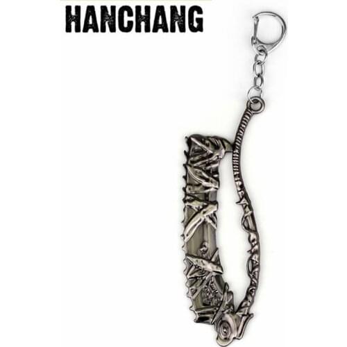 Hot Online Game Jewelry Bloodborne Weapon Keychain Accessories Bag Car Keyring Holder For Men Gift Game Key Holder Souvenir