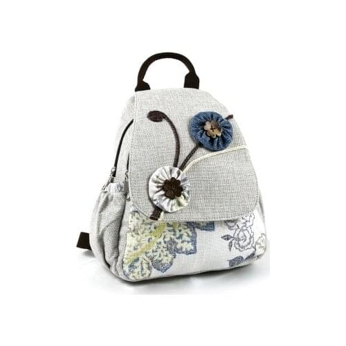 Fashion national string appliques women shopping backpacks!Nice prints lady small zipper&hasp backrack All-match canvas backruck