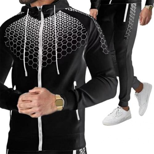 Two Piece Casual 3D Print Men Tracksuit Set Breathable Sports Suit Long Sleeve for Sports
