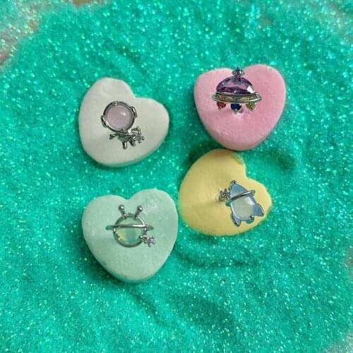 Blast Off Stud Set Of 4 Pieces Outer Space Design 100% 925 Sterling Silver Minimal Delicate Small Stud Stone Earring Fashion