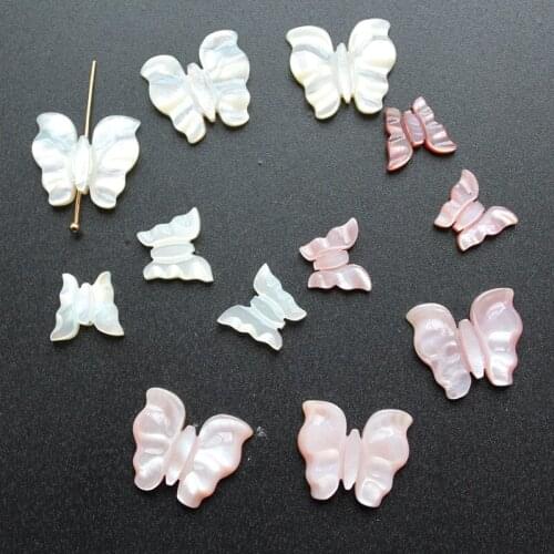 Natural Colorful Shell Carved Butterfly Loose Beads for Womens Jewelry Making Handmade DIY Hair Clip Earrings Accessories