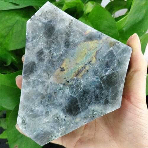 Natural Self-Luminous Semi Precious Stone Polished Purple Light Labradorite Grey Rough Moonstone Irregular Ornaments Worry Stone
