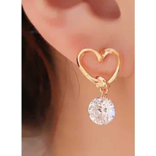 2020 New Fashion Earrings Jewelry Hot Sale Hollow Love Heart Fine Zircon Earrings For Woman Accessories Best Gift