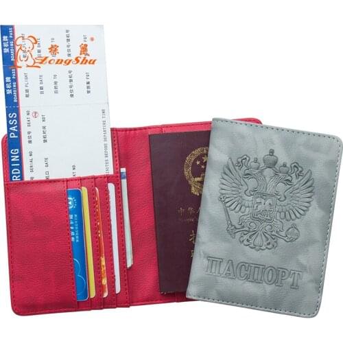 Russian Place multiple cards Double eagle RED International passport cover Built in RFID Blocking Protect personal information