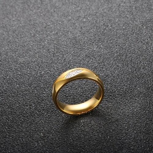 Top Quality Luxury Gold Color Men Women Wedding Ring CNC Zircon CZ Crystal Rings For Party Engagement Jewelry Gift