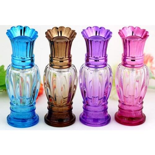 Wholesale 50ml refillable beautiful colorful glass empty spray perfume bottle empty cosmetic container