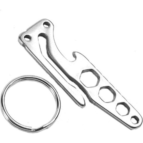 Outdoor Camping Multi-Function Survival Tools Mini Gear Keychain Pocket Steel Hex Wrench Belt Clip Beer Bottle Opener Key Ring