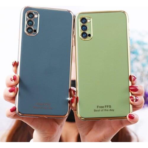Luxury Silicone Plating Case For OPPO Reno 4 Pro 5G Lens Protection Bling Gold Slim BacK Cover For Reno4 Pro 5G Fundas