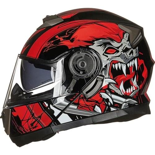 Шлем Для Мотоцикла Casco Moto Helmet Dual Lens Full Coverage Of Cool Personality Motorcycle Four Seasons Anti-fog Helmet