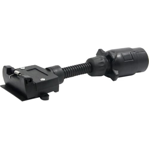 Caravans RV 7 Way Round to 7 Pin Flat Trailer Light Adapter Plug Socket - Black