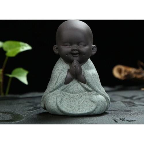 Statue, Cute Baby Decor, Little Monk Figurine Smiling Decor, Lovely Ceramic Buddha, Chinese Tea Set