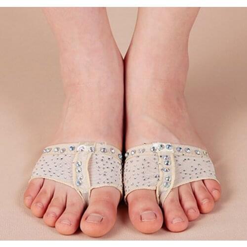 2pcs/Pair Rhythmic Ballet Drill Dance Paw Shoes Gymnastics Foot Thongs Elastic Soft Lace Dancing Shoes Half Sole Accessories