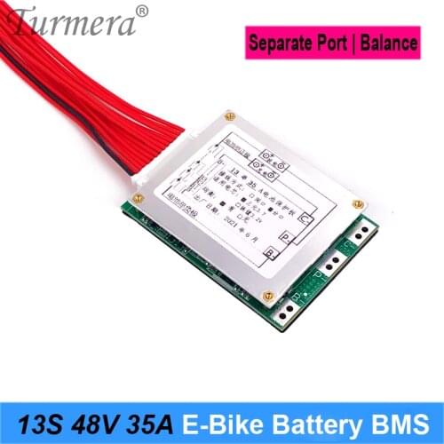 Turmera 13S 48V 54.6V Balance BMS 35A Battery Protect Board Separate Port for 18650 21700 Electric Bike or E-Scooter Battery Use
