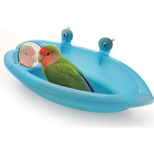 1Pc Parrot Bathtub with Mirror Pet Cage Accessories Bird Mirror Bath Shower Box Bird Cage Pet Small Bird Parrot Cage Bird Toys
