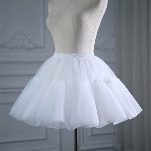 Girls Skirt Short Petticoat Cosplay Lace Fishbone Lolita Slip Liner White X7YC