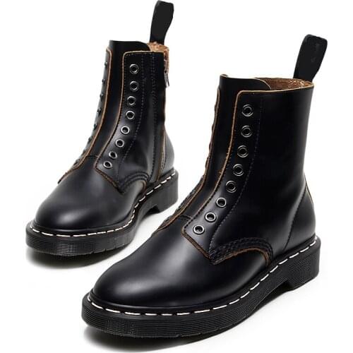 High-quality womens boots leather ankle boots new fashion womens Booties mujer couple high-quality zipper boots casual shoes