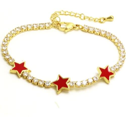 12Pcs colorful enamel star charm white cz Cubic Zirconia tennis chain bracelet bangle for women girl fashion jewelry