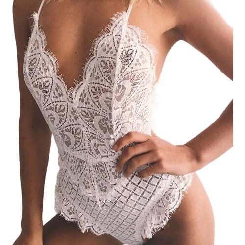 Black Lace Bodysuit Women Rompers 2019 Summer V Neck Combinaison Femme Short Overalls Sexy Beach Club Bodycon Jumpsuit