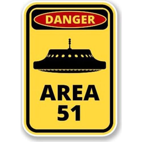 13cm x 8cm 1 pcs Car Styling Danger Area 51 Vinyl Decal Reflective Car Motorcycle Stickers Waterproof Window Accessories