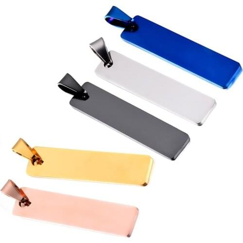 10 pcs rectangle Dog Tag Stainless Steel Pendant Necklace Military Soldiers metal stamping blanks Tags wholesale