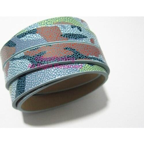 10x2mm irregular spot mixed leather cord Slight blue 10mm Flat leather cord