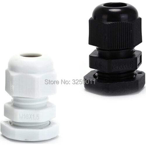 20PCS Cable Gland Nylon PA Waterproof Adjustable 3-50mm Cable Connectors Joints With Gaskets - M32 M36 M40 M50 M63 black